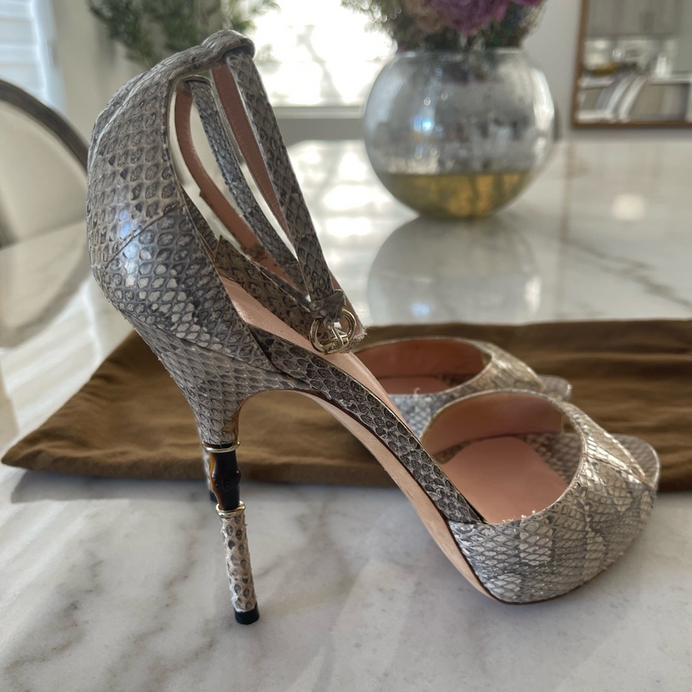 Gucci Python Bamboo Sandal Heel Size 38 - image 1